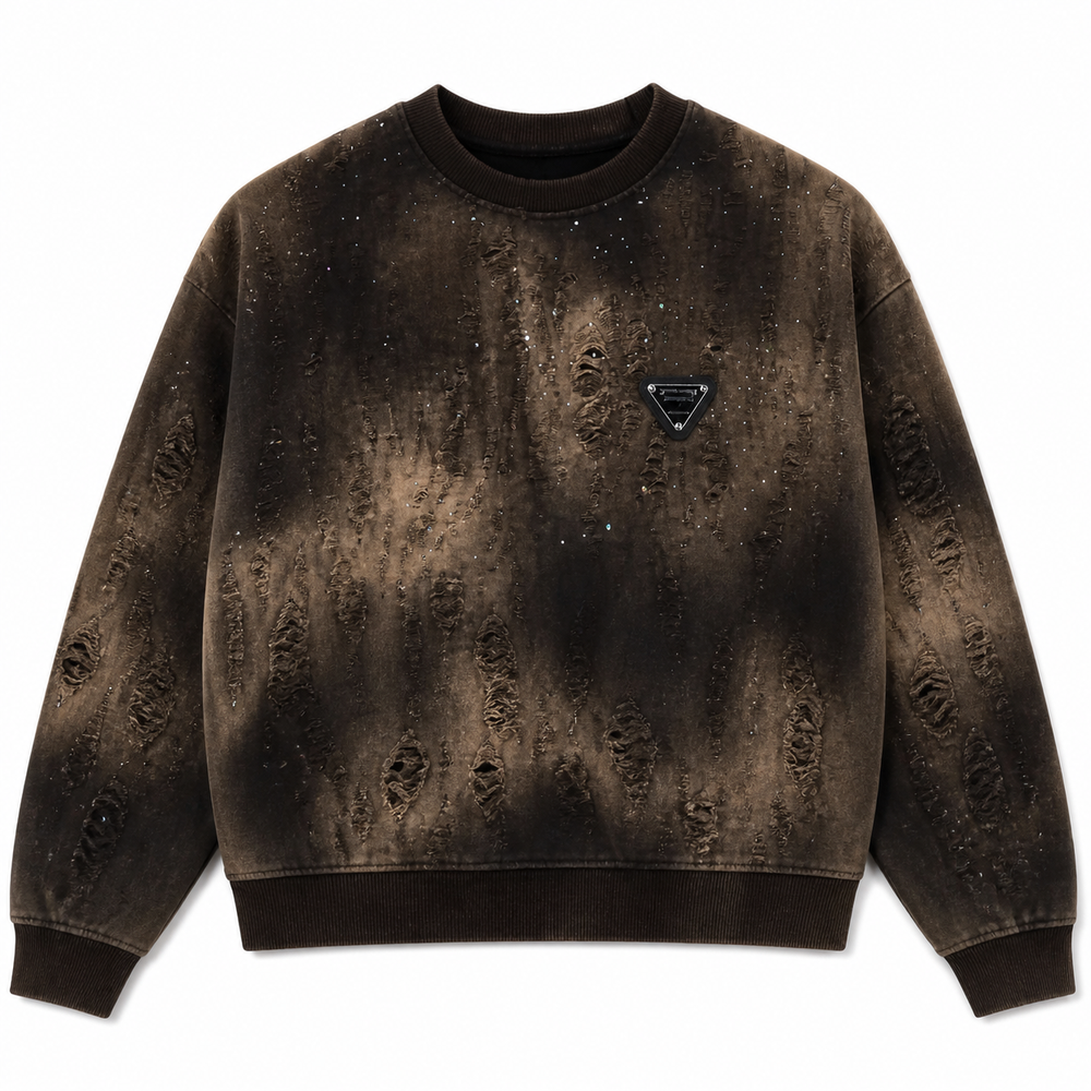 Distressed Crystal Wash Sweatshirt