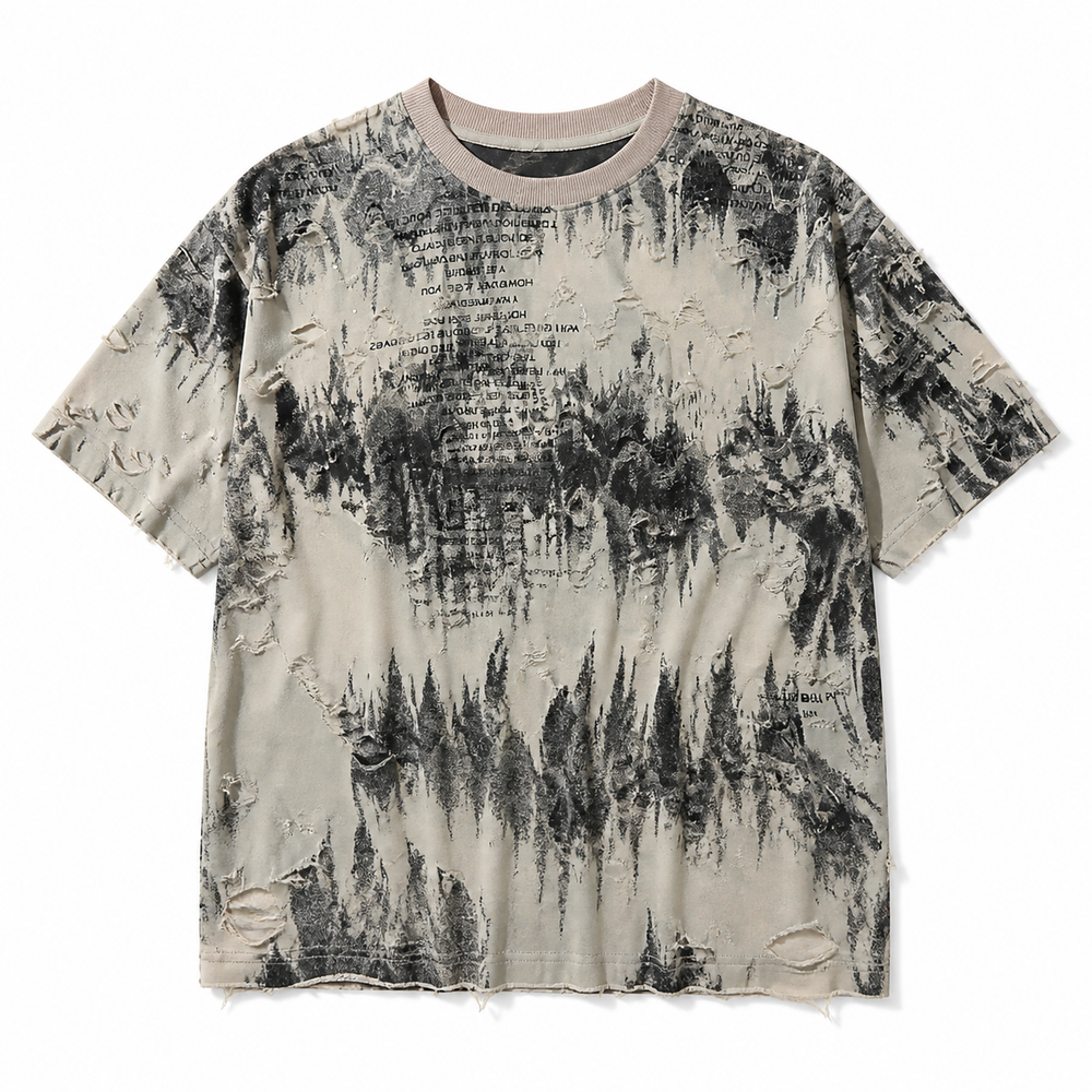 Distressed Print Crystal Tee