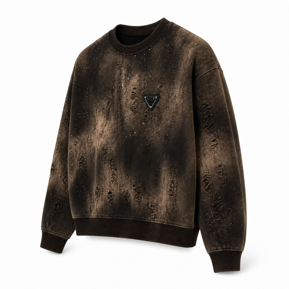 Distressed Crystal Wash Sweatshirt