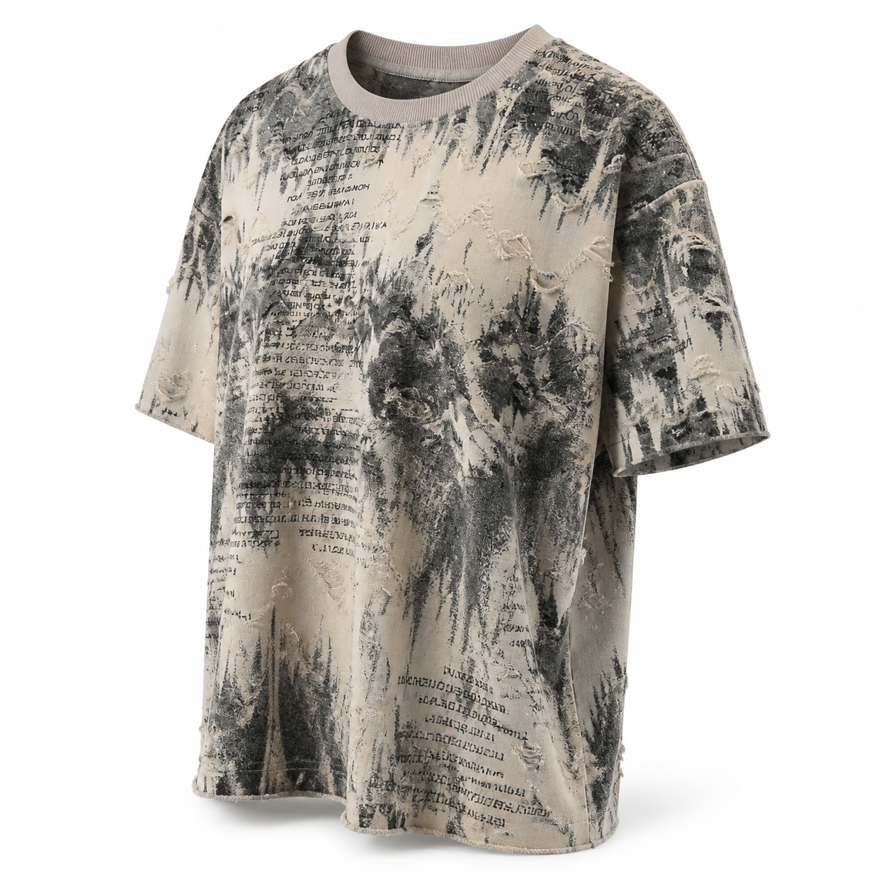 Distressed Print Crystal Tee - angled view