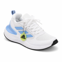 SUPERMAGNA white and blue sneakers - front three-quarter view