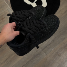 AF1 Black Crystal - rope lace close-up