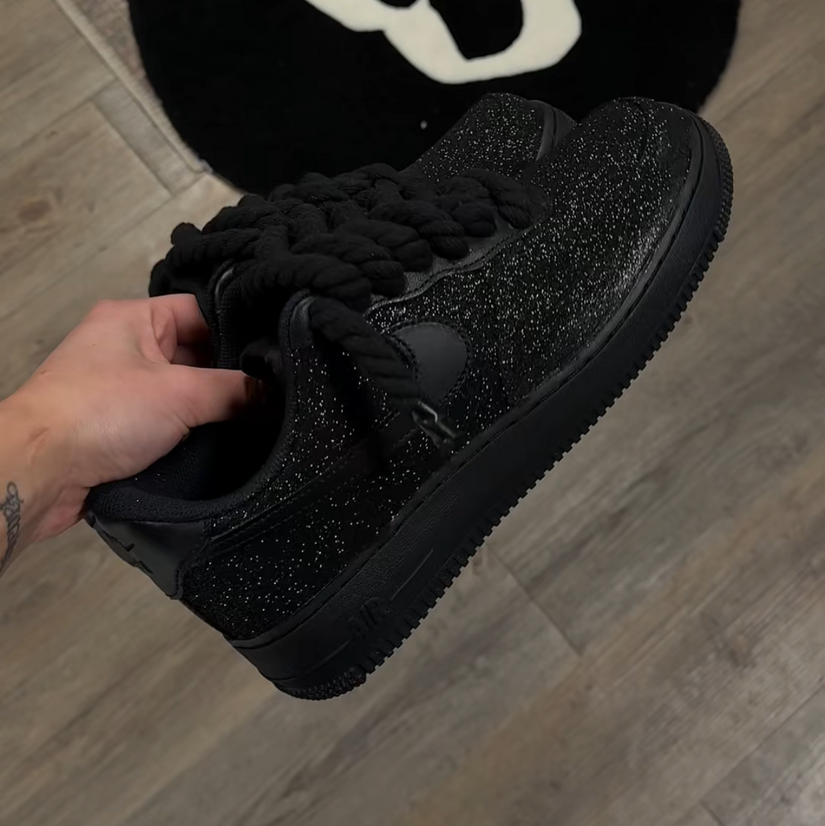 AF1 Black Crystal - upper close-up