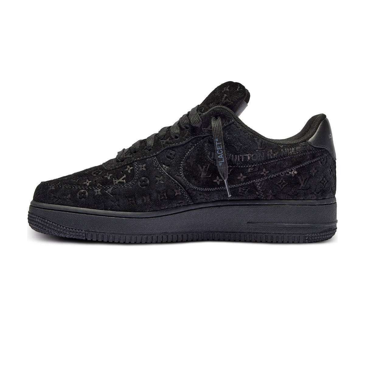 AF1 Low Black Monogram - Black - medial side view