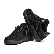 AF1 Low Black Monogram - Black - three-quarter pair view