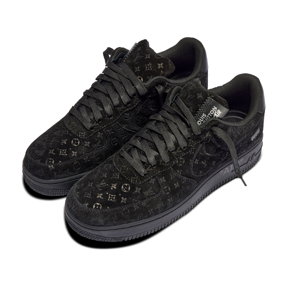 AF1 Low Black Monogram - Black - top pair view