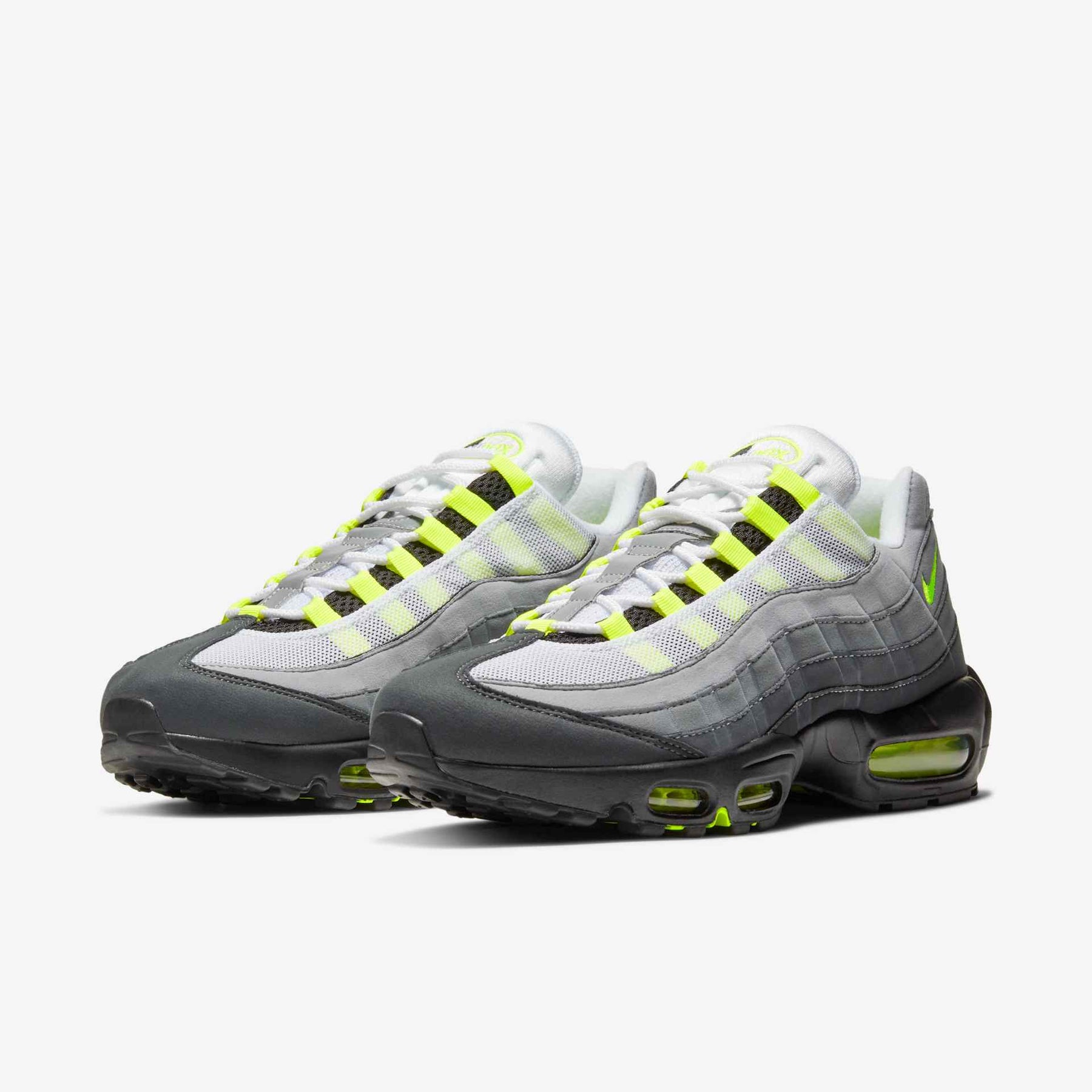 Air Max 95 OG Neon Yellow - Black / Neon Yellow / Light Graphite - three-quarter pair view