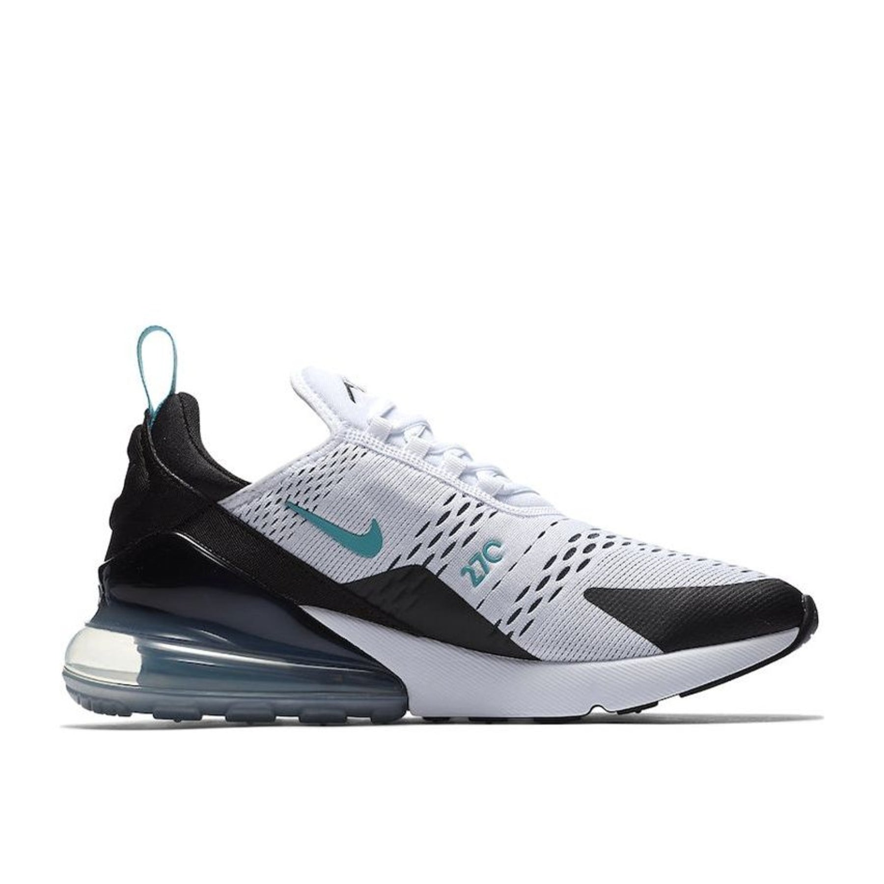 AM 270 Everyday Air Sneakers - White / Black / Dusty Cactus - medial and lateral side views