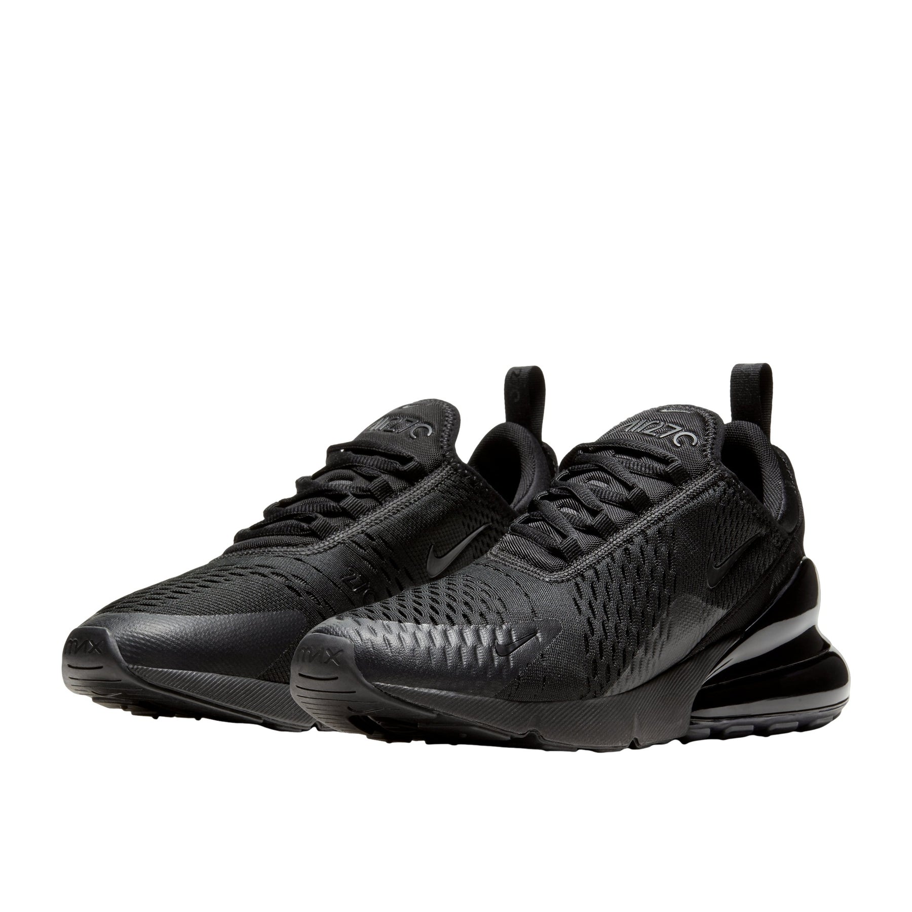 AM 270 Everyday Air Sneakers - Triple Black - angled pair view