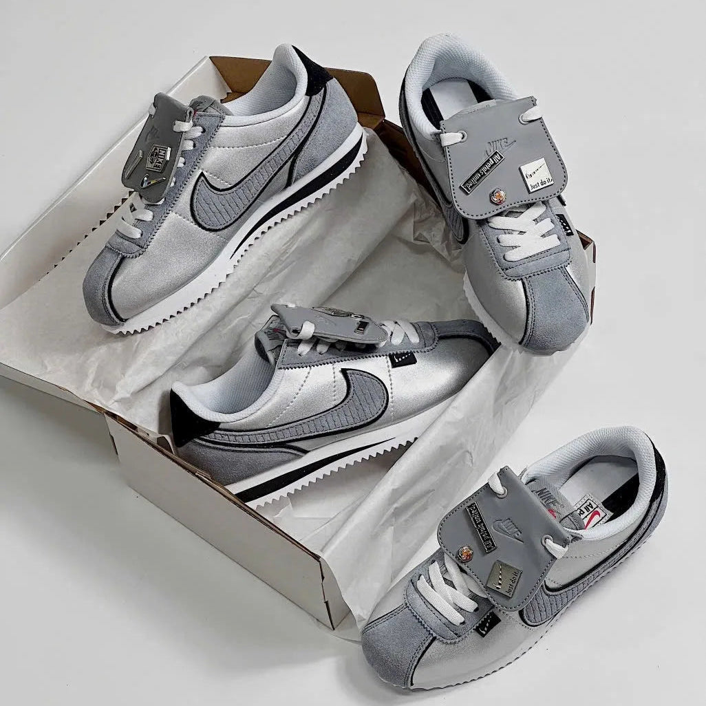 Cortez Petals United Silver - source photo 4 - silver grey shoes with removable lace cover