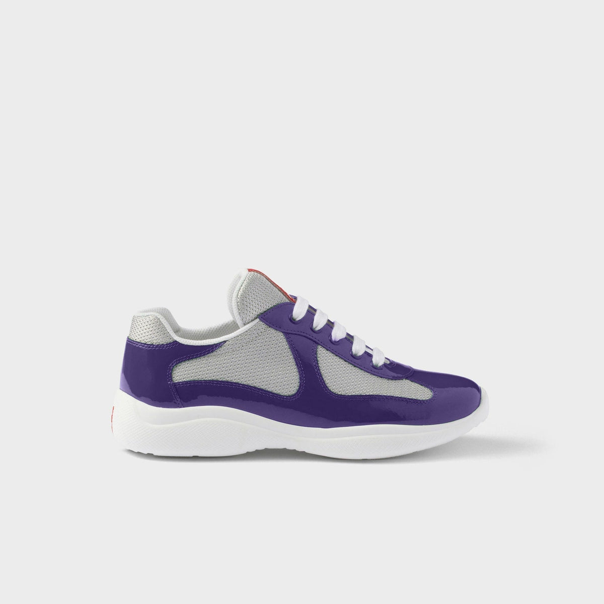 Violet patent mesh runner sneaker side view