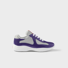 Violet patent mesh runner sneaker side view