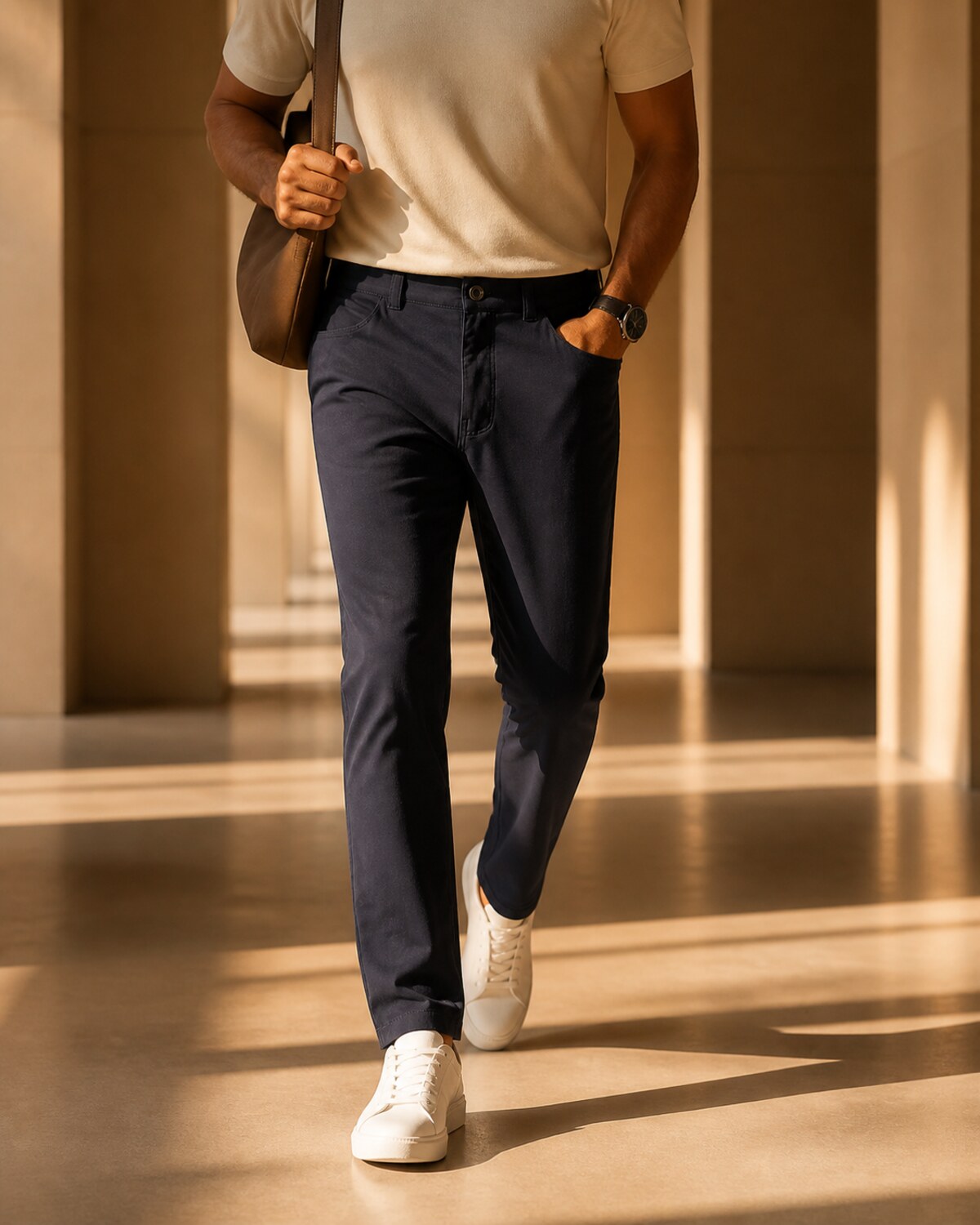 StrideVero athlete moving through concrete architecture